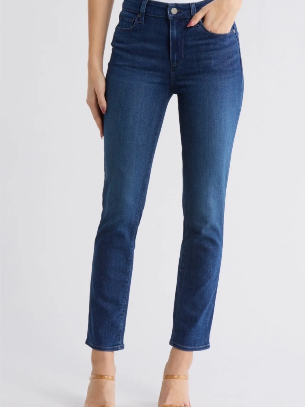 PAIGE Hoxton Ankle High Rise Slim Crop Jeans 28 Dark Wash Stretch Denim